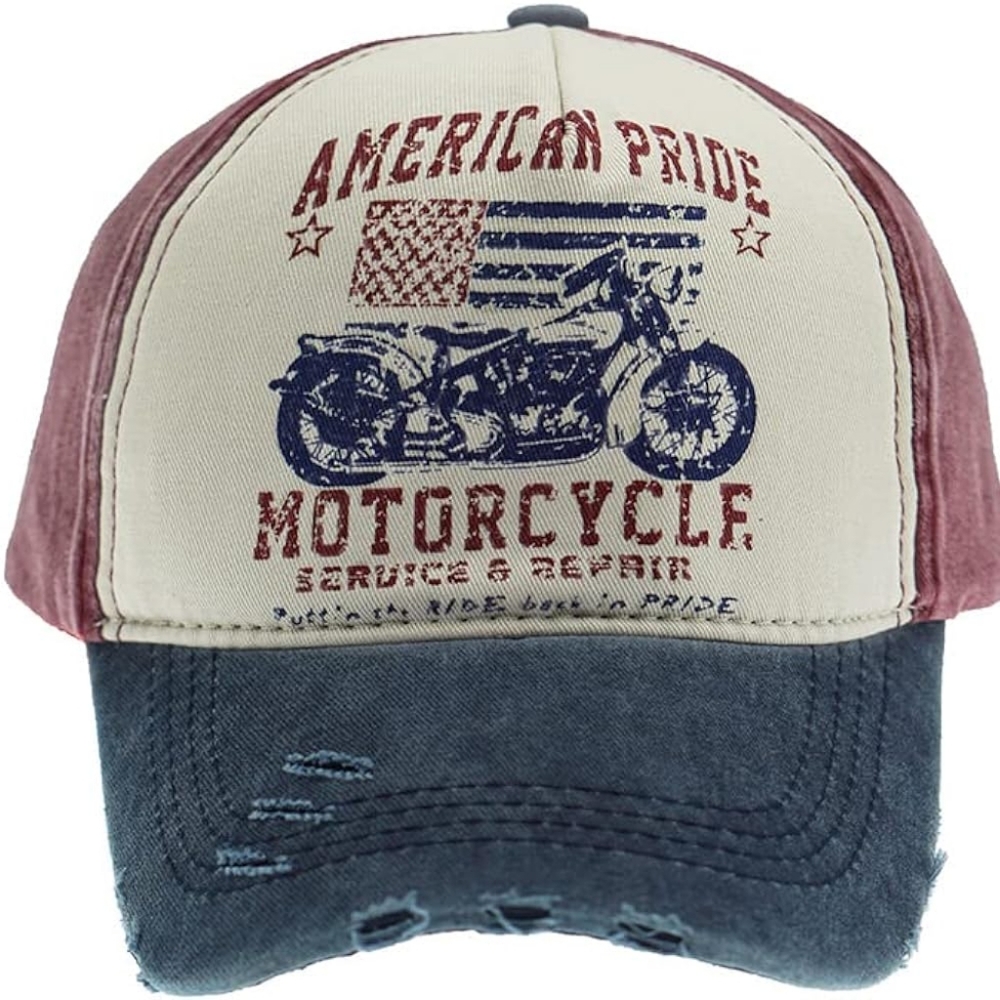 American Pride Cotton Trucker Hat Cap Distressed Denim Look